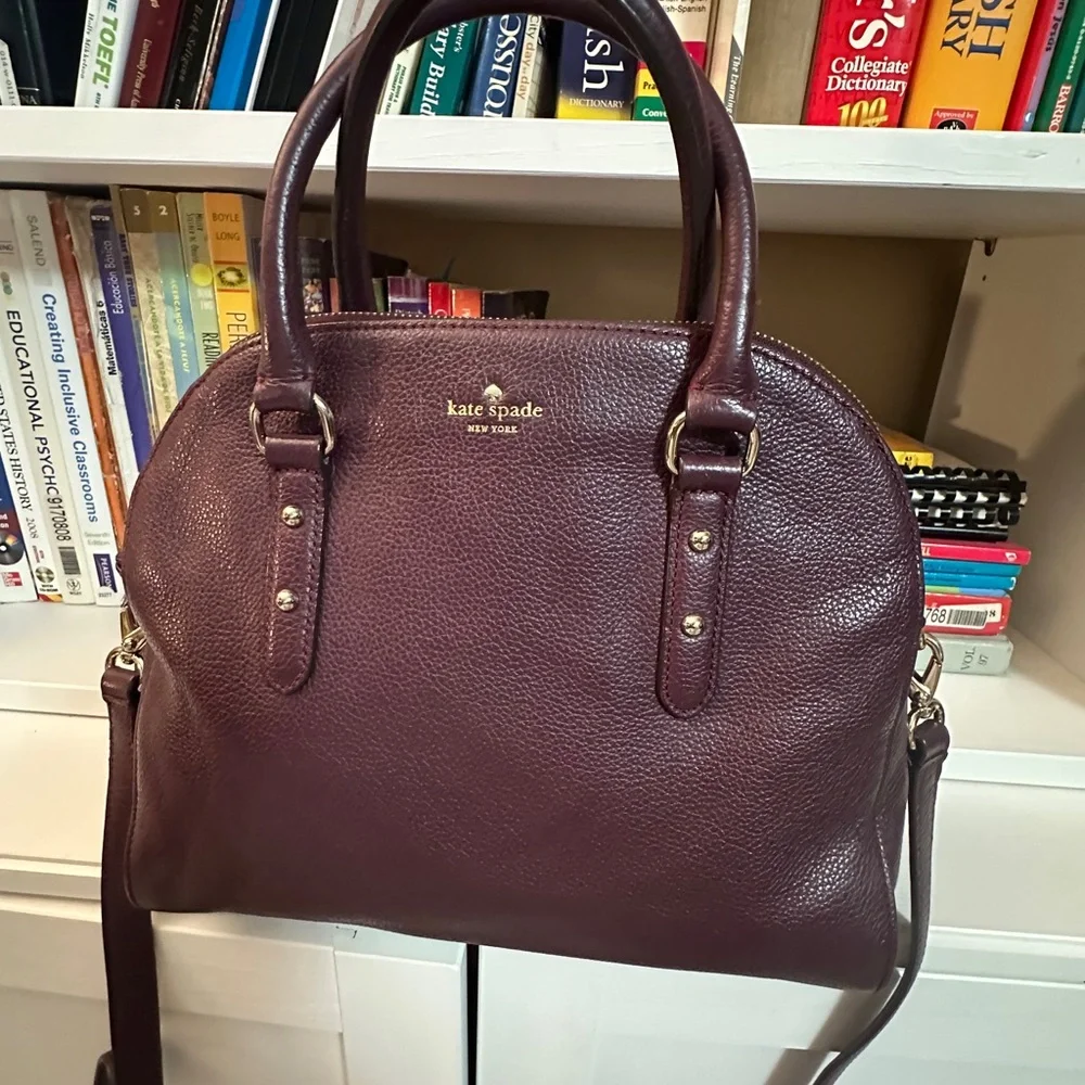 kate spade Plum Leather Dome Satchel with Gold Hardware
